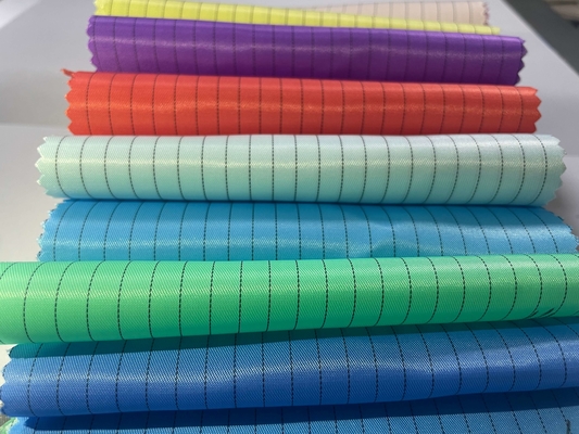 100% Twill λωρίδων αντιστατικά ESD υφασμάτων πολυεστέρα αντιστατικά αγώγιμα πολυ υφάσματα πλέγματος για τις στολές