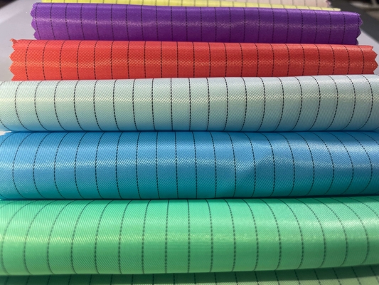 100% Twill λωρίδων αντιστατικά ESD υφασμάτων πολυεστέρα αντιστατικά αγώγιμα πολυ υφάσματα πλέγματος για τις στολές