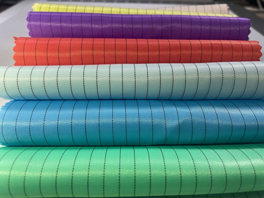 100% Twill λωρίδων αντιστατικά ESD υφασμάτων πολυεστέρα αντιστατικά αγώγιμα πολυ υφάσματα πλέγματος για τις στολές