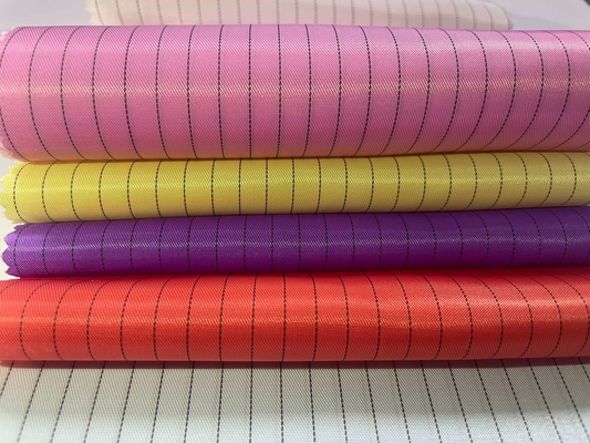 130GSM Anti Static ESD Polyester 5mm Stripe Polyester Carbon ESD Ύφασμα