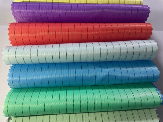 130GSM Anti Static ESD Polyester 5mm Stripe Polyester Carbon ESD Ύφασμα
