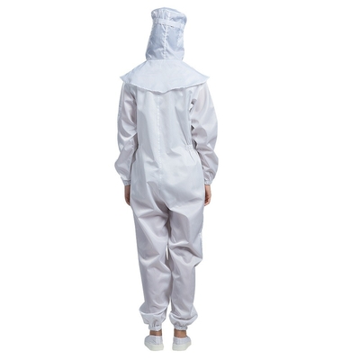 Με κουκούλα αντιστατικό Jumpsuit οξύμαχο χωρίς σκόνη καθαρό ύφασμα δωματίων ESD