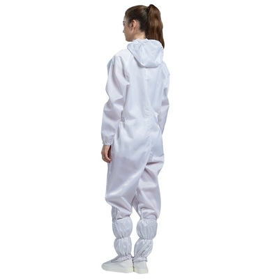 Άσπρο αντιστατικό Jumpsuit στάσεων καθαρό δωμάτιο Jumpsuit περιλαίμιων ESD